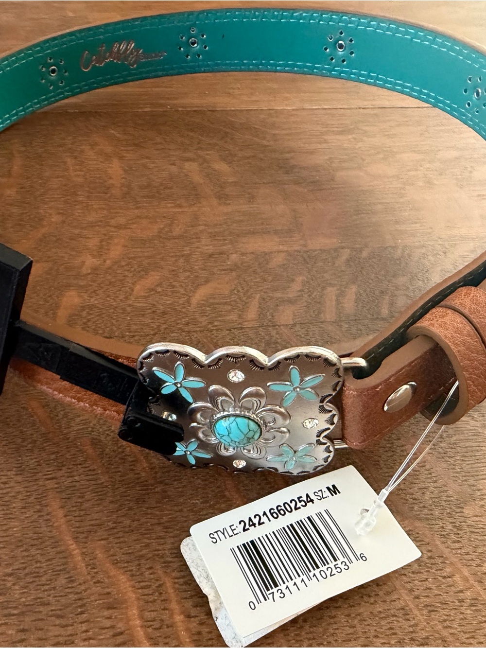 Turquoise Floral Concho Belt with Turquoise Inlay